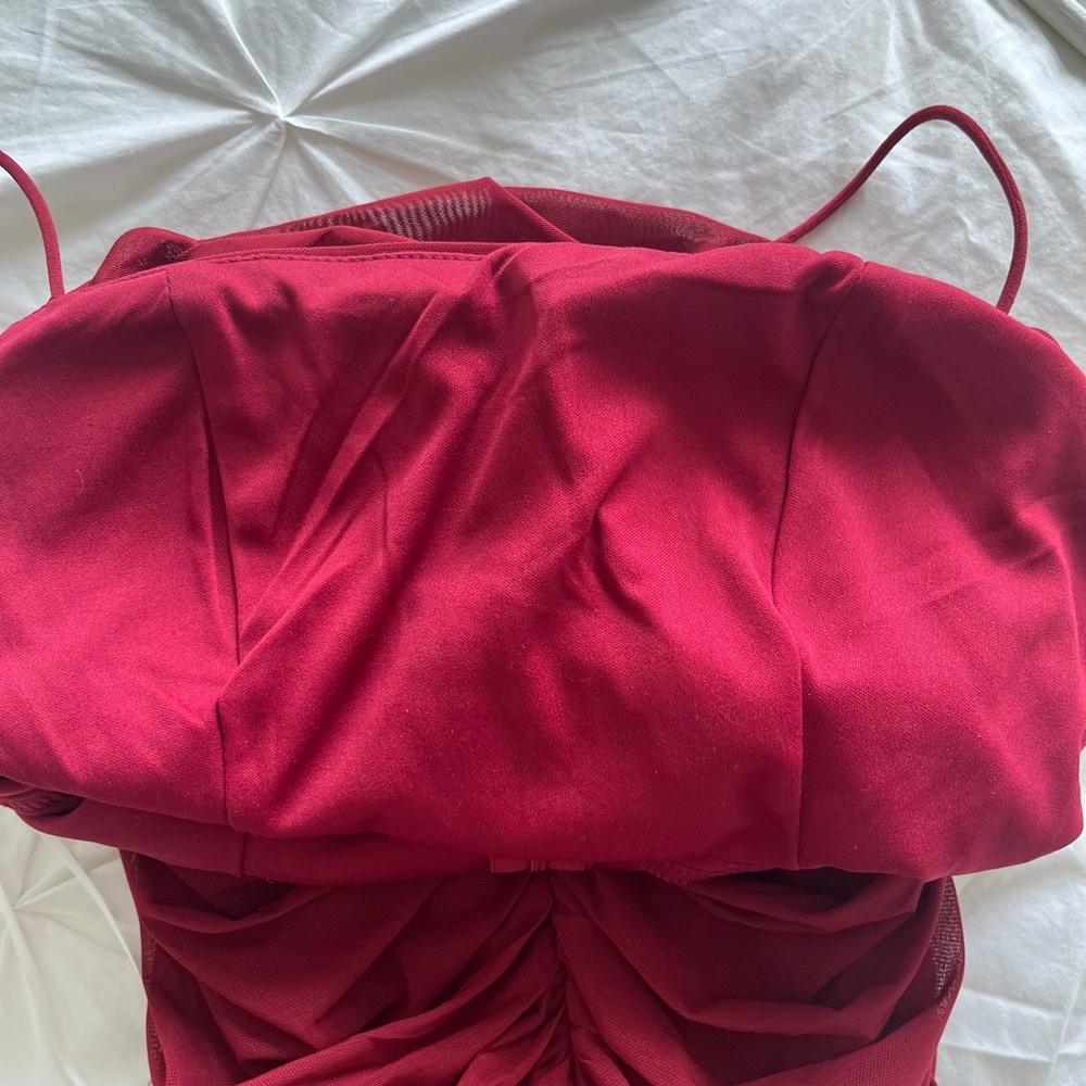 Princess Polly Red Ruched Mini Dress - Picture 3 of 4